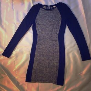 Black and gray long sleeve mini dress